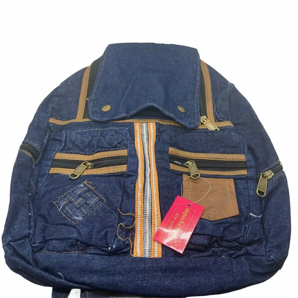 Depeche Mode Backpack Tote Denim Blue Zipper Shoulder Strap Travel Retro New
